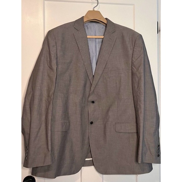 Alan Flusser Mens Two Button Suit‎ Jacket Gray Lined Single-Breasted Notch 48R - Picture 1 of 8